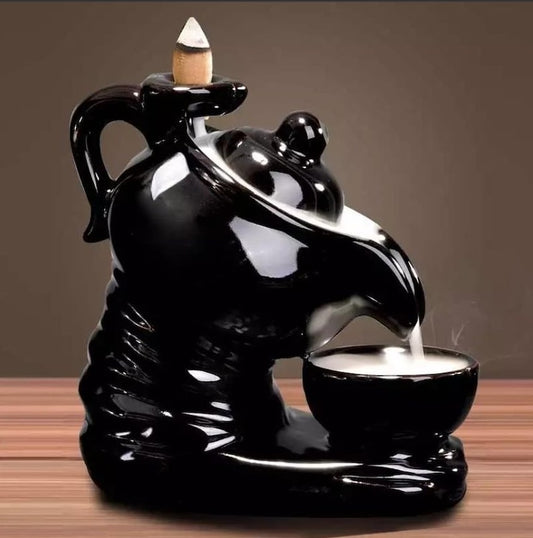 🎁 Handmade Incense Burner Black Teapot Ceramic Waterfall Incense Burne (Discount)