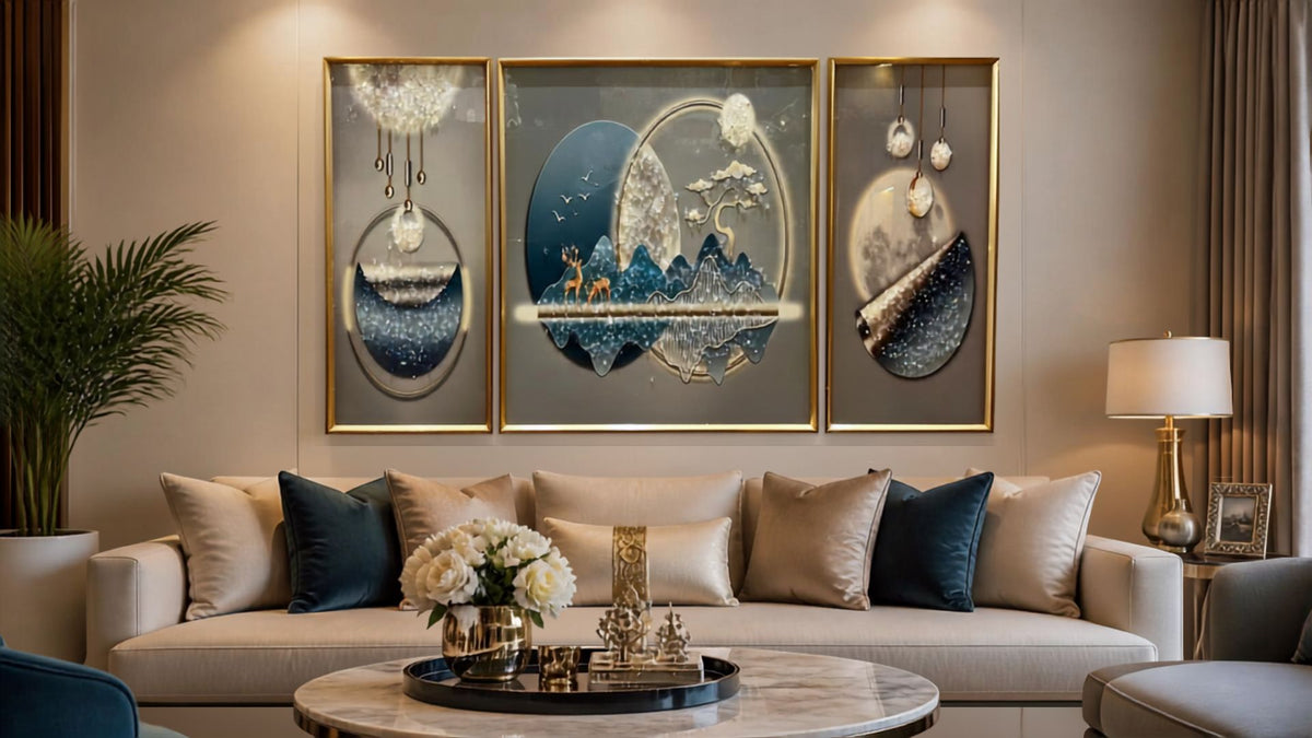 Abstract  3-Piece Wall Art Set | Modern Luxury Framed Décor