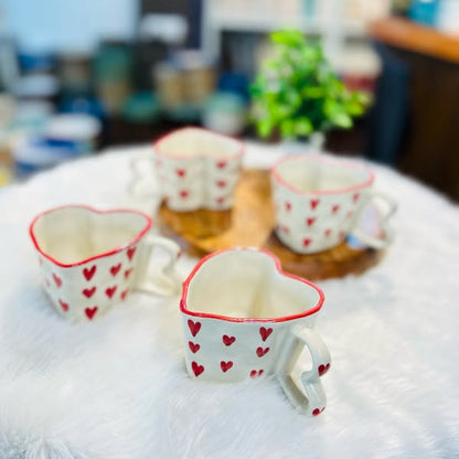 White & Red Printed Ceramic Glossy Mug