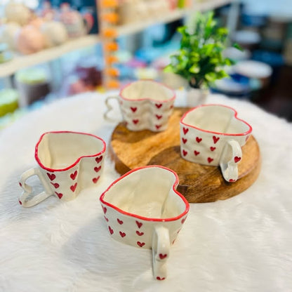 White & Red Printed Ceramic Glossy Mug