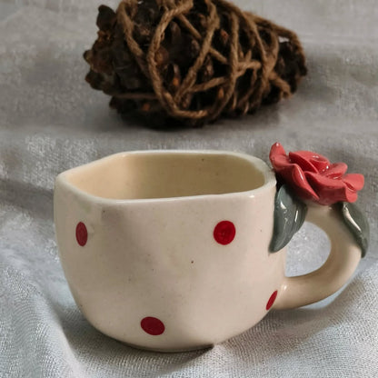 Ceramic Flower on Handle Mug