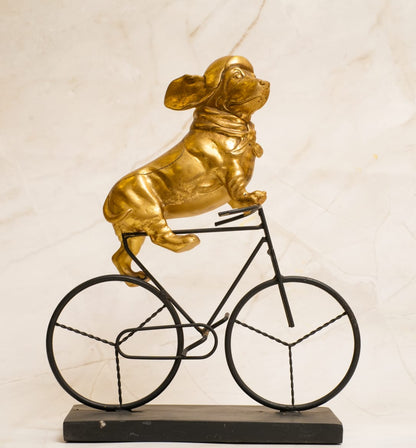 Pup Cyclist Statue – Whimsical Art for Dog Lovers