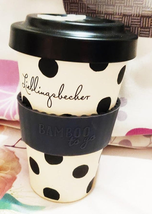 🎁 Bamboo Fiber Travel Mug with Lid & Silicone Grip (Discount)