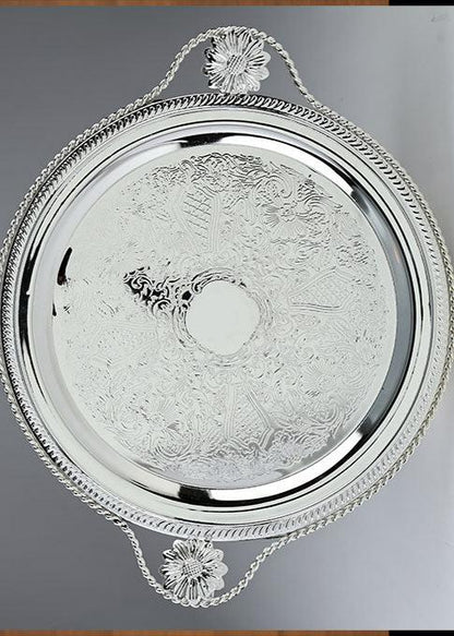 Round Tray With Handles-medium Small