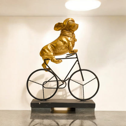 Pup Cyclist Statue – Whimsical Art for Dog Lovers