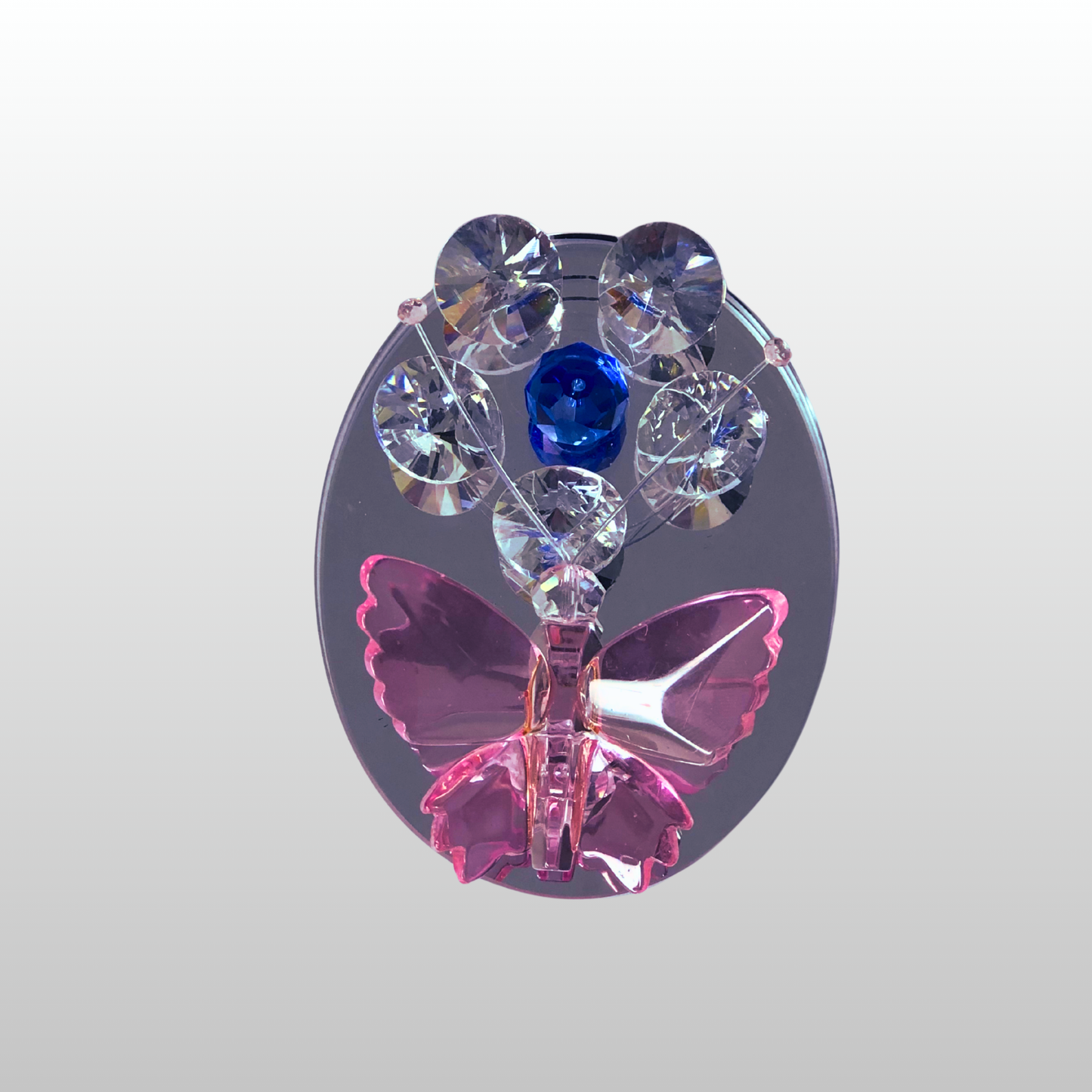 Crystal Butterfly & Flower Duo on Mirror Base