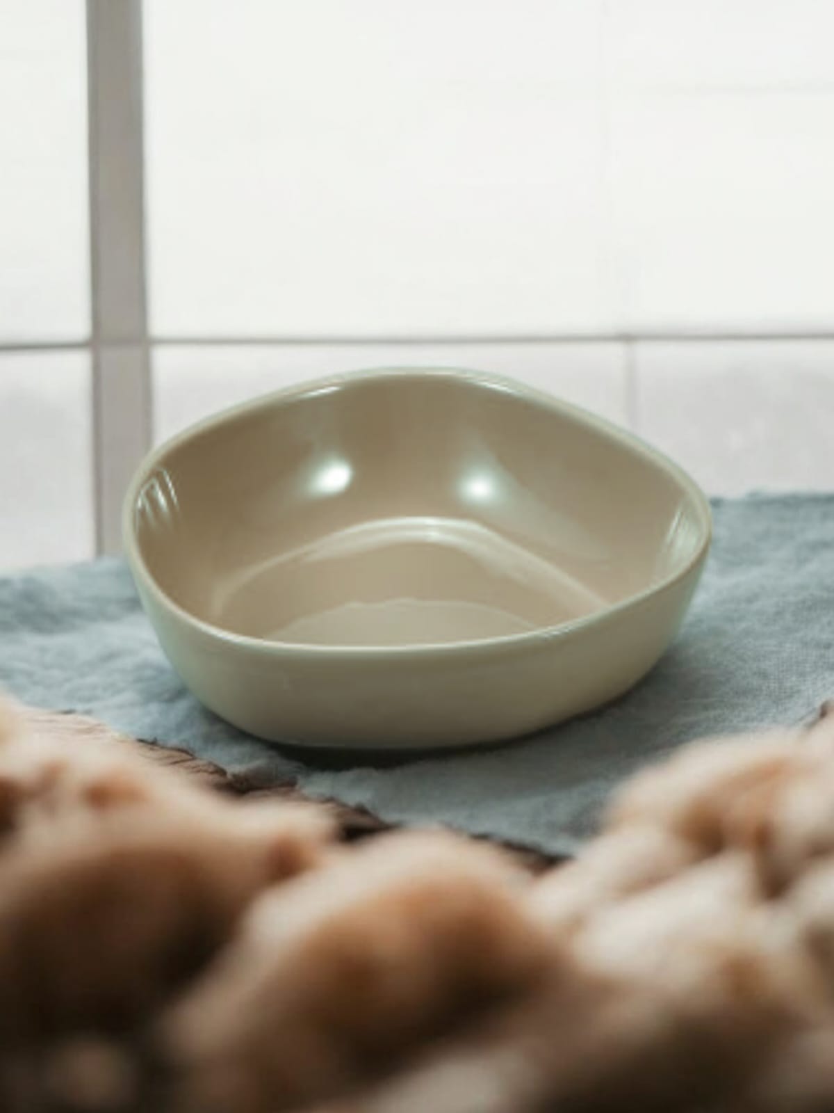 Black Brown Ceramic Serving Bowl