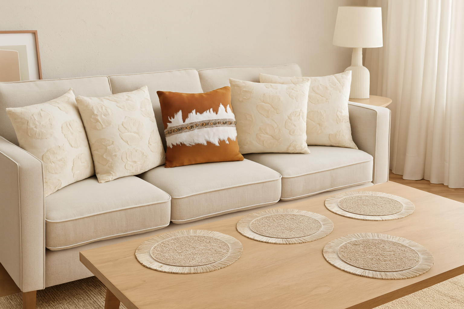 Boho Chic Fringe Table Mats Set of 6