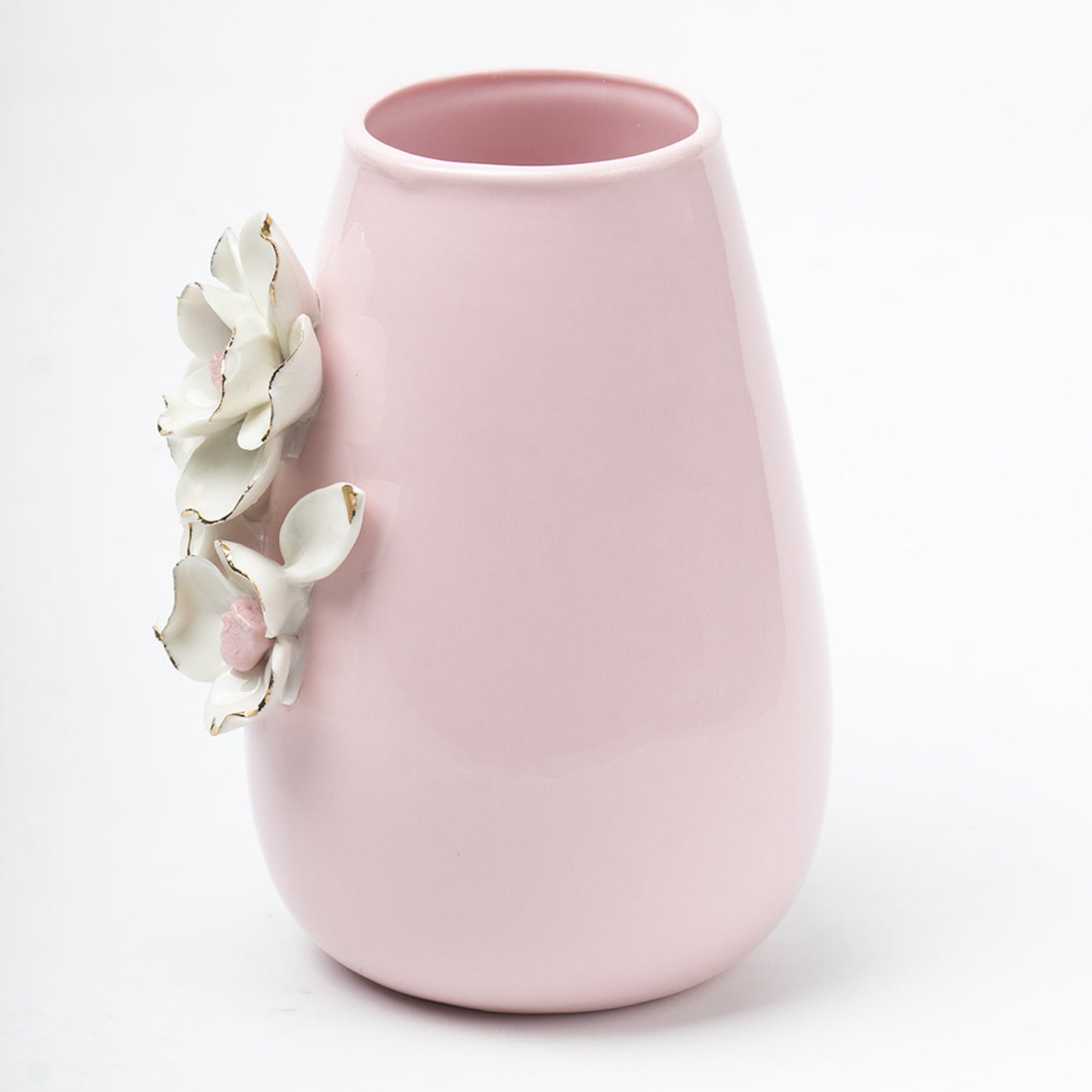Ceramic Floral Ribbed Vase