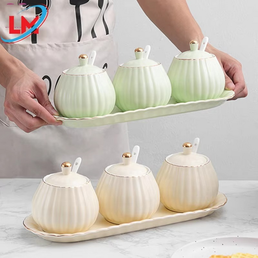 Ceramic Pumpkin Seasoning Jar Set