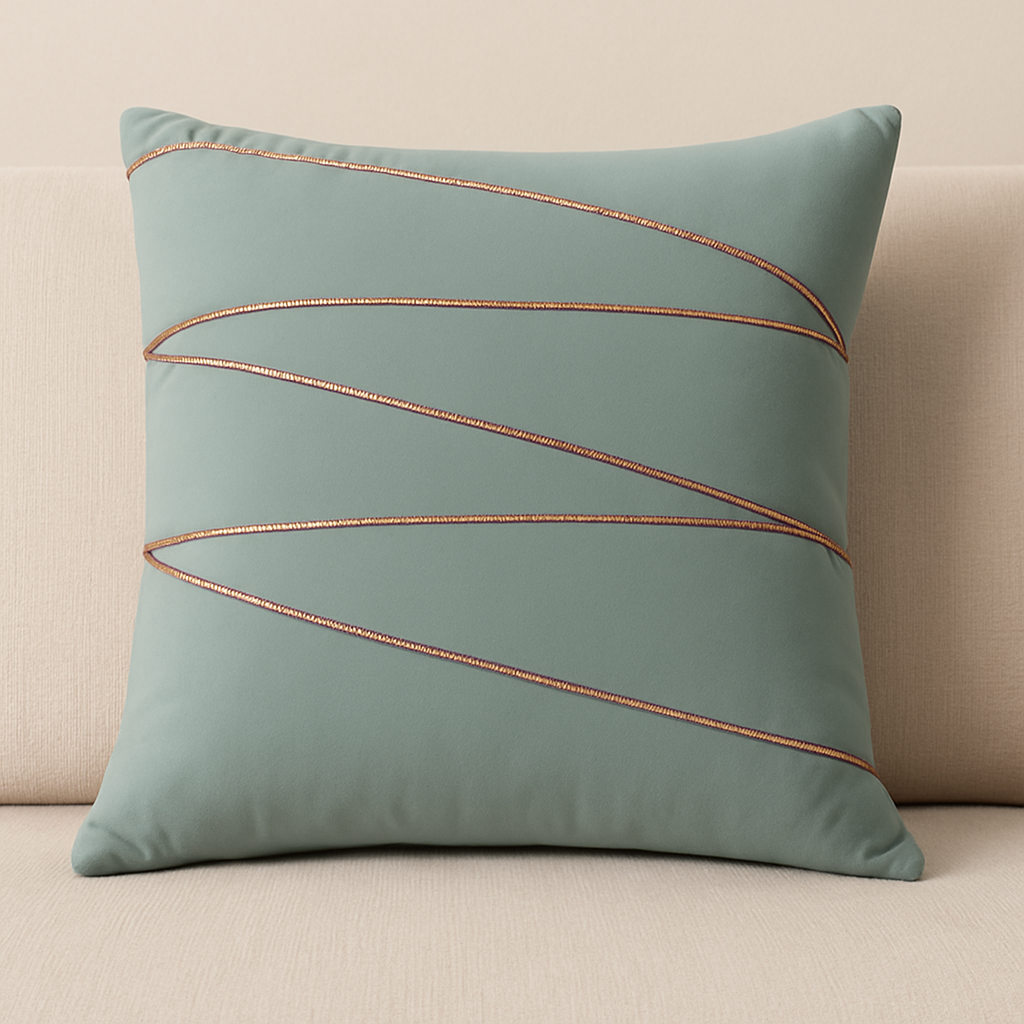 Elegant Linear Embroidered Cushion Cover – 1 Piece