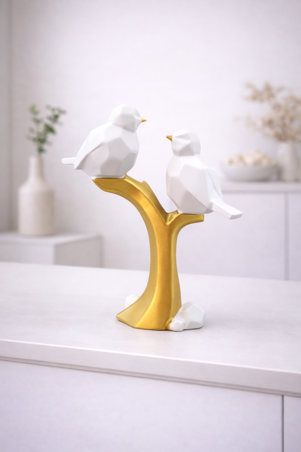 Modern Love Birds on Golden Tree Showpiece – Symbol of Love & Togetherness