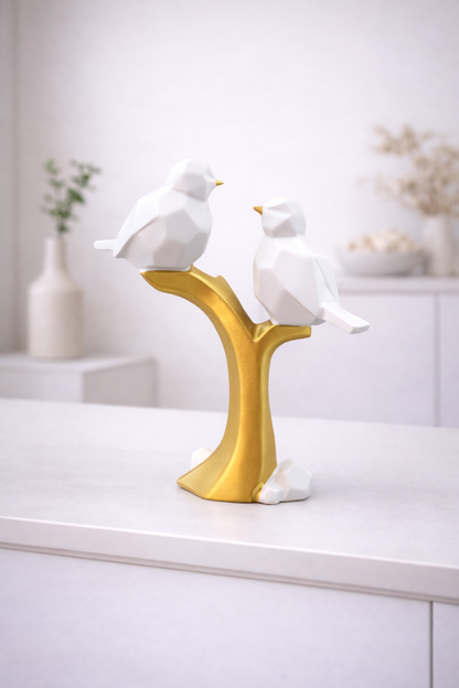Modern Love Birds on Golden Tree Showpiece – Symbol of Love & Togetherness