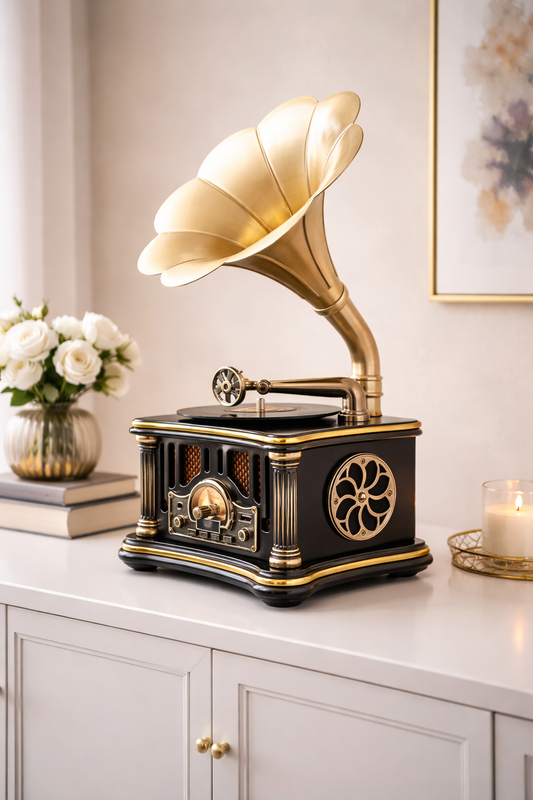 Vintage Gramophone Bluetooth Speaker Decorative Showpiece