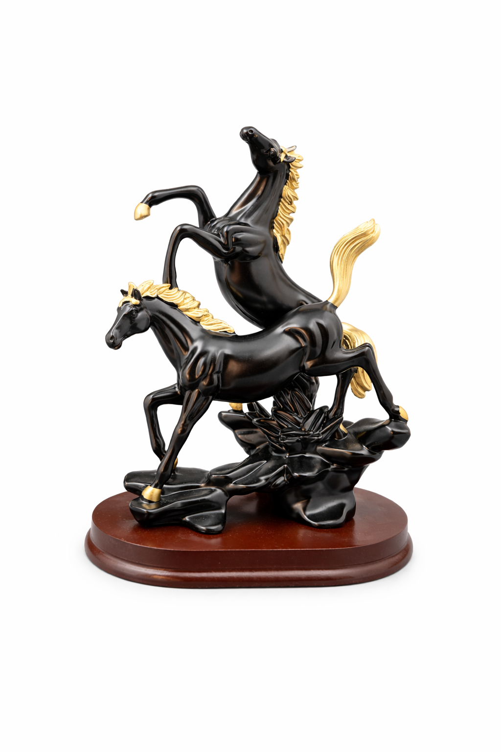 Luxury Black & Gold Horse Sculpture Set