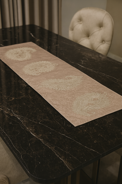 Luxury Paisley Embroidered Table Runner – 14x36 inch