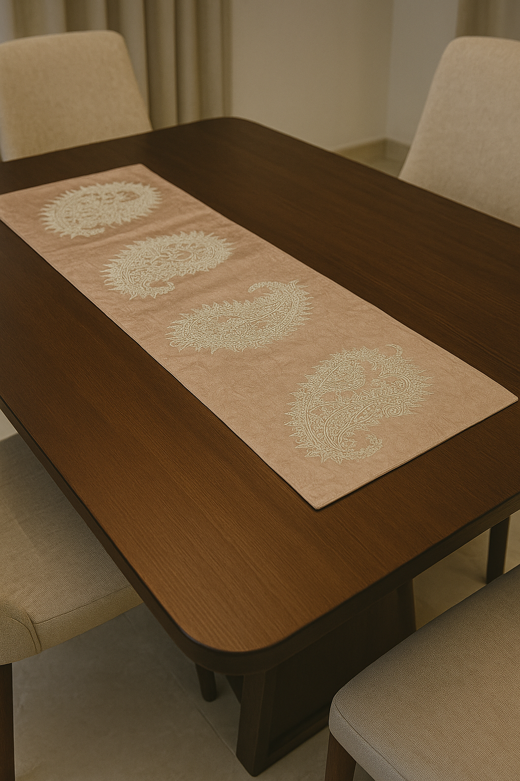 Luxury Paisley Embroidered Table Runner – 14x36 inch