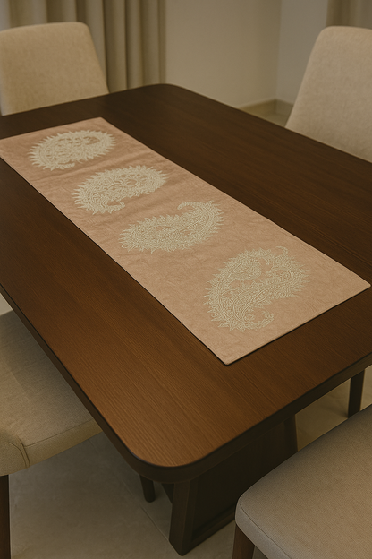 Luxury Paisley Embroidered Table Runner – 14x36 inch