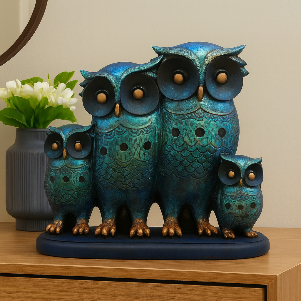 Family of Four Owl Figurine – Stylish Decorative Showpiece