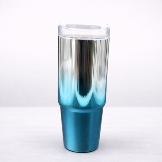 Blue Gradient Stainless Steel Insulated Tumbler with Clear Lid