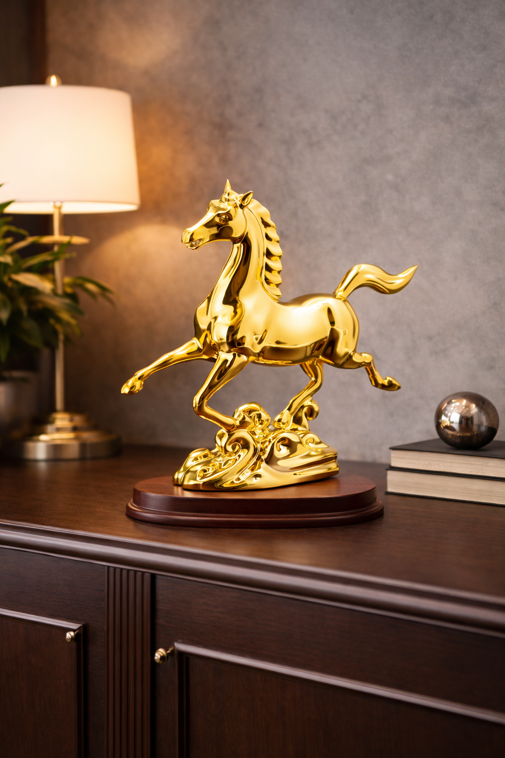 Majestic Horse Sculpture – Silver & Gold Finish