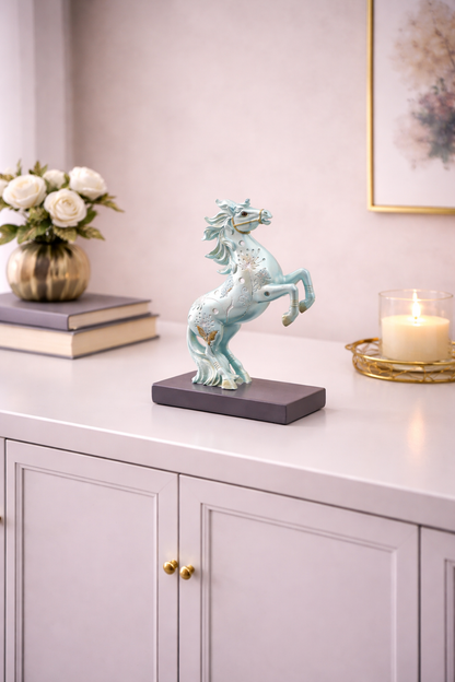 Floral Grace White Gold Horse Sculpture