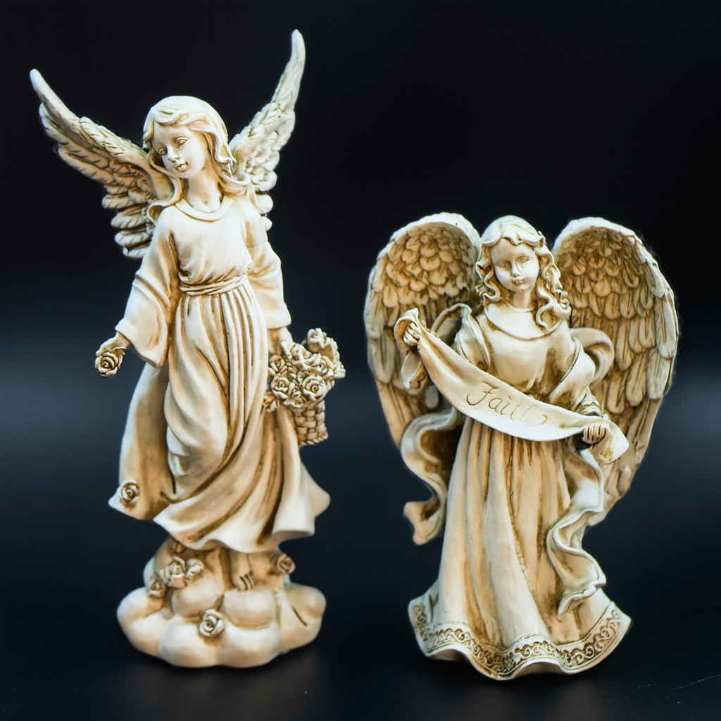 Graceful Angel with Roses Figurine