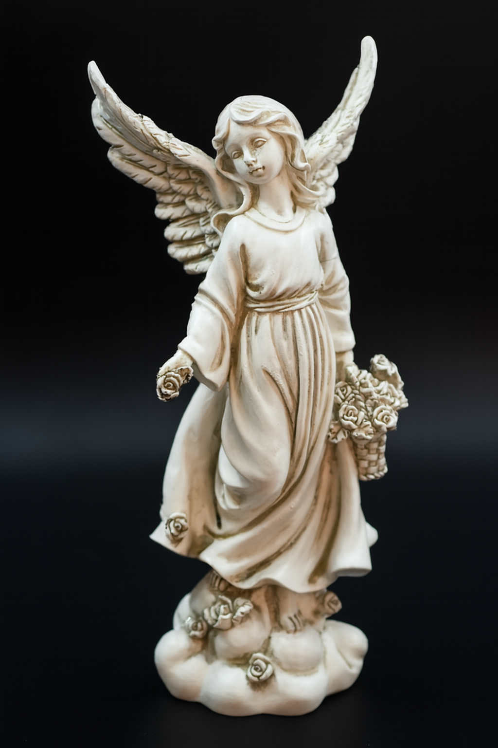 Graceful Angel with Roses Figurine