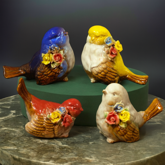 Colorful Ceramic Bird Figurines