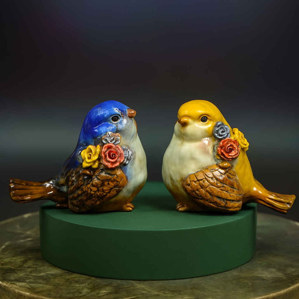 Colorful Ceramic Bird Figurines