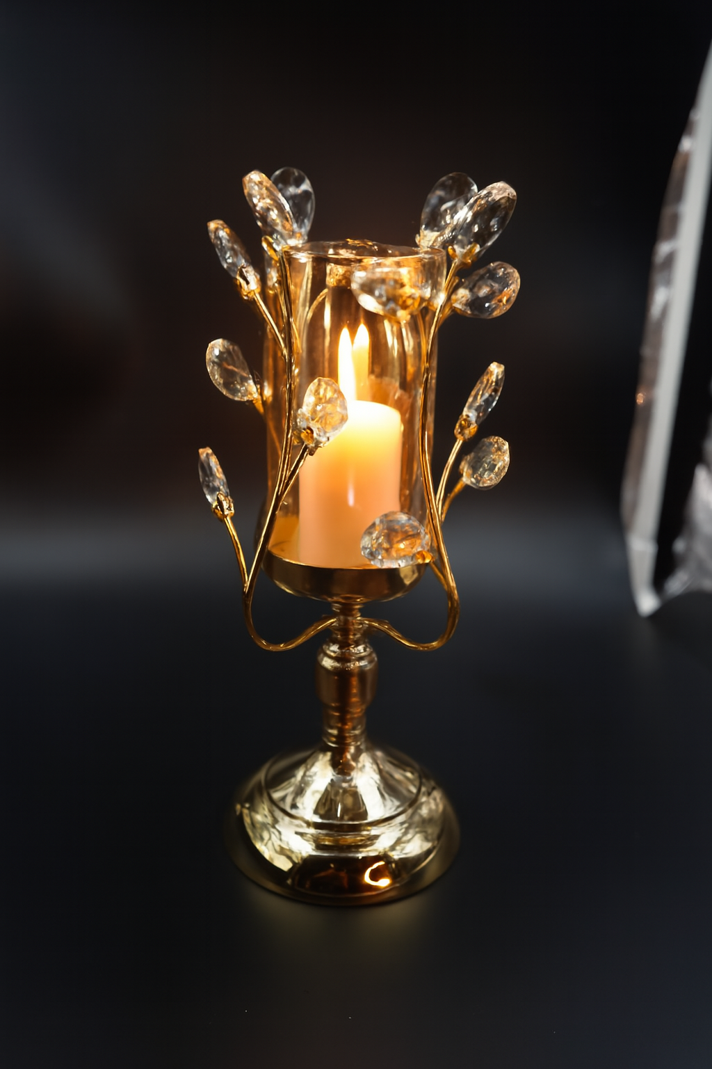 Golden WingeGold Crystal Candle Holder with Branch Designd