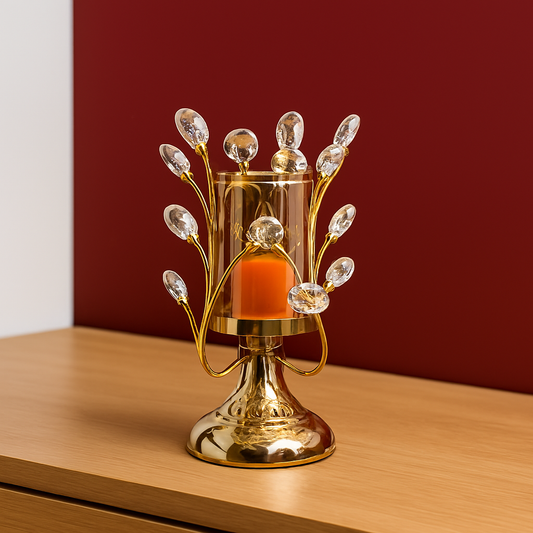 Golden WingeGold Crystal Candle Holder with Branch Designd