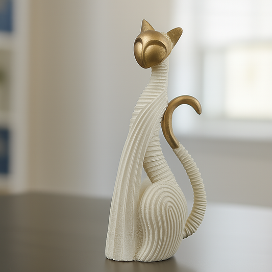 Elegant Golden Cat Family Figurines