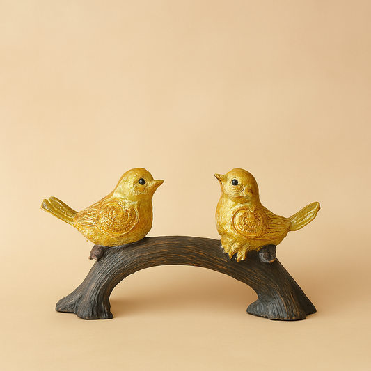 Golden Love Birds on Branch Showpiece
