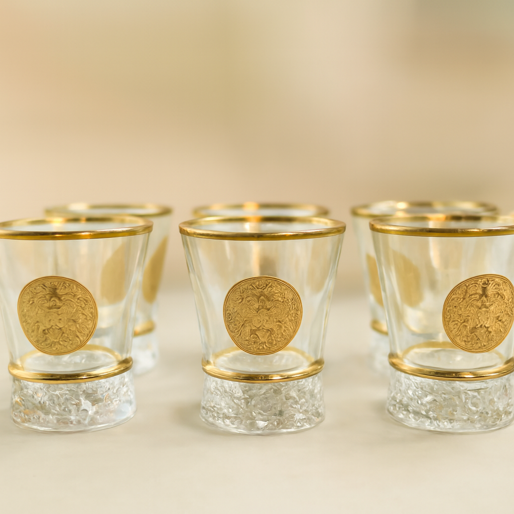 Glass Set Vip Luxury Gold-Embellished Glass Set – 255ml (Pack of 6) – Mirana Decoor