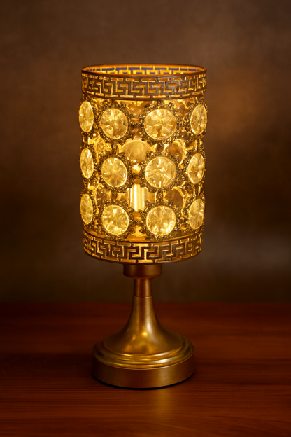 Luxurious Golden Crystal Table Lamp – Intricate Design