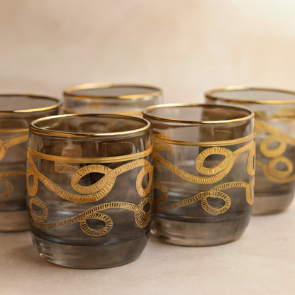 Golden Mosaic Whiskey Glass Set – Set of 6