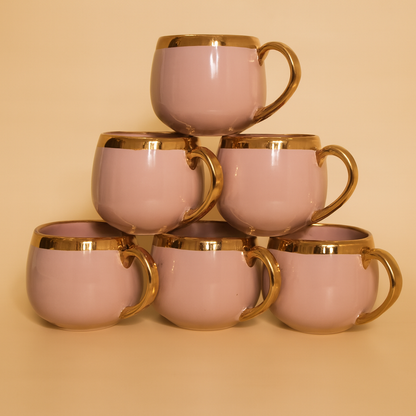 Luxe Gold Rim Ceramic Mug Set of 6