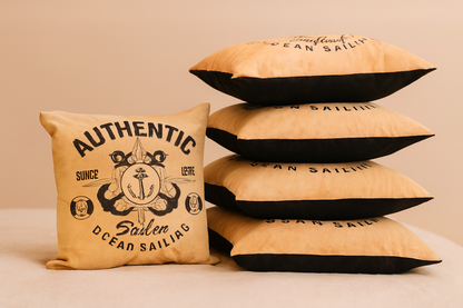 Authentic Sailor Print Cushion – Vintage Nautical Theme Pillow, set of 5