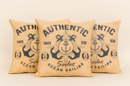 Authentic Sailor Print Cushion – Vintage Nautical Theme Pillow, set of 5