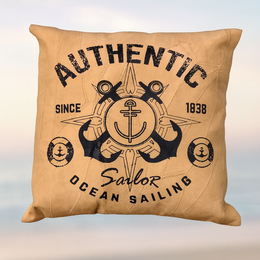 Authentic Sailor Print Cushion – Vintage Nautical Theme Pillow, set of 5