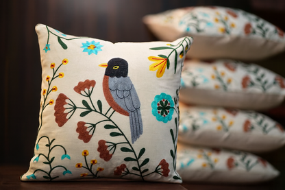 Embroidered bird pillows—cover 16x16inchs (set of 5)