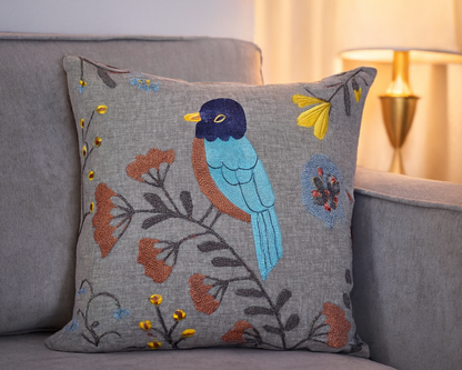 Embroidered bird pillows—cover 16x16inchs (set of 5)