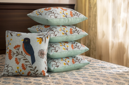 Embroidered bird pillows—cover 16x16inchs (set of 5)