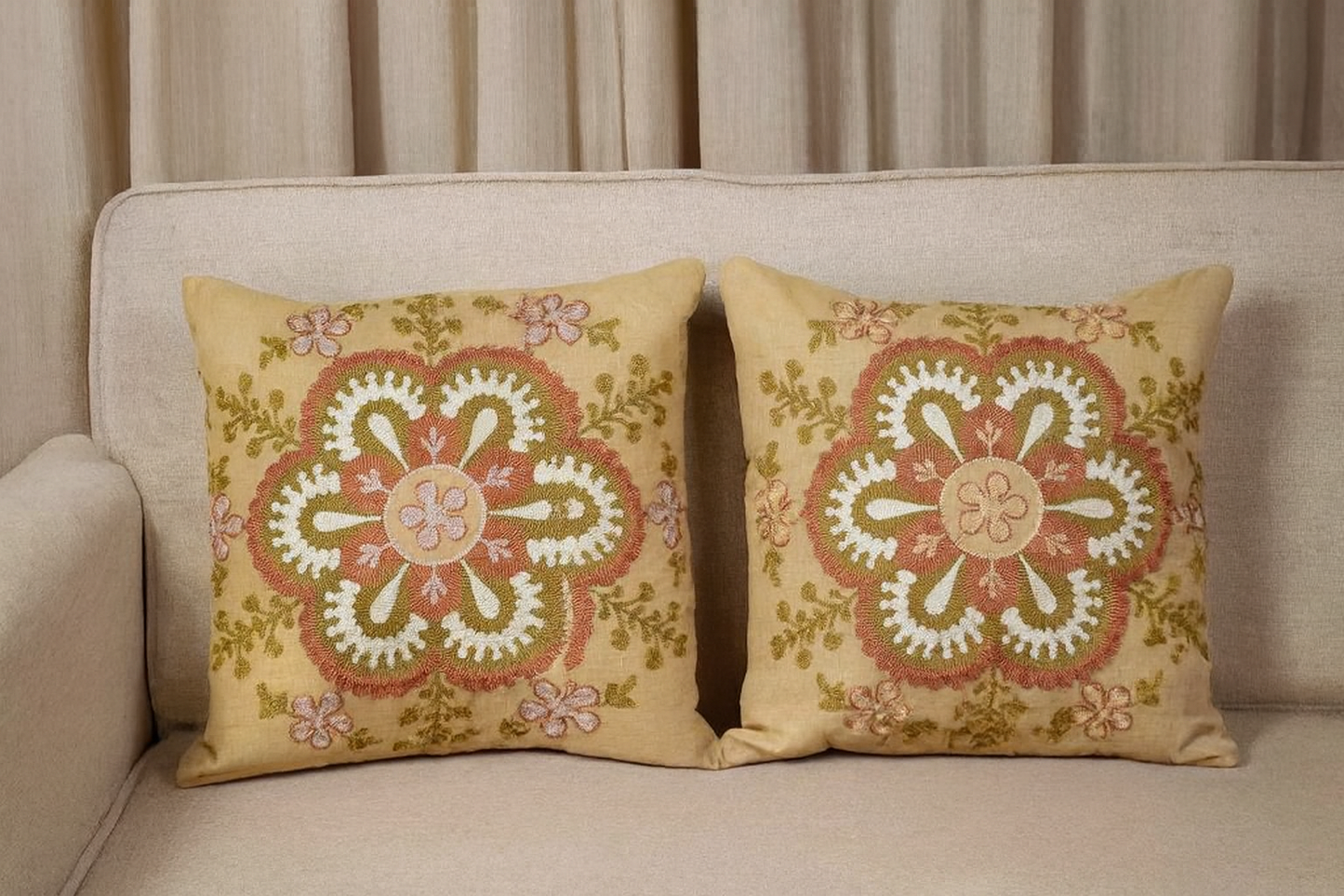 Premium Embroidered Cushion Cover Set of 5