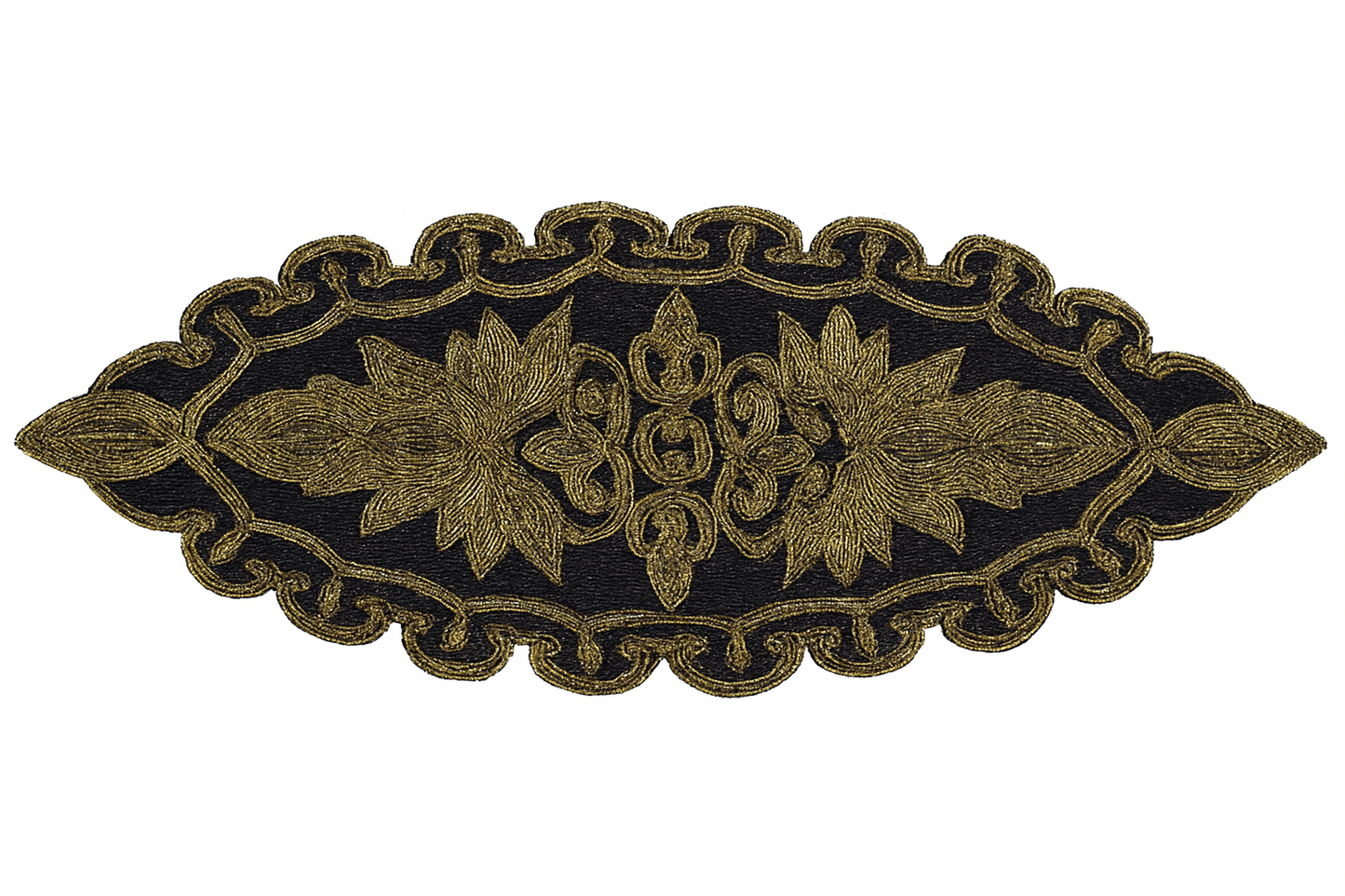 Gold Floral Hand-Beaded Table Runner – Luxury Dining Table Decor