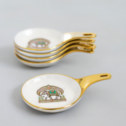 Premium Ceramic Spoon Set – Gold Handle | Set of 6