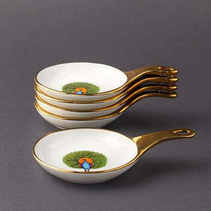 Premium Ceramic Spoon Set – Gold Handle | Set of 6