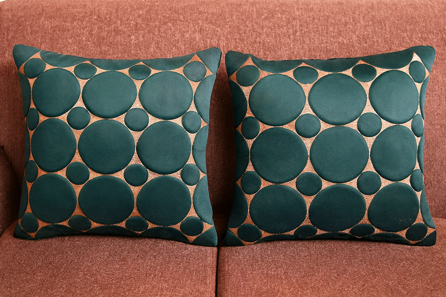 Premium Velvet Embossed Circle Cushion Cover – Set of 5 (16x16”)
