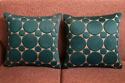 Premium Velvet Embossed Circle Cushion Cover – Set of 5 (16x16”)